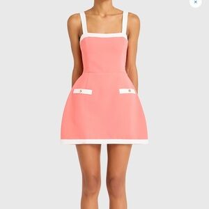 Amanda Uprichard Pink and White Sleeveless A-Line Sundress